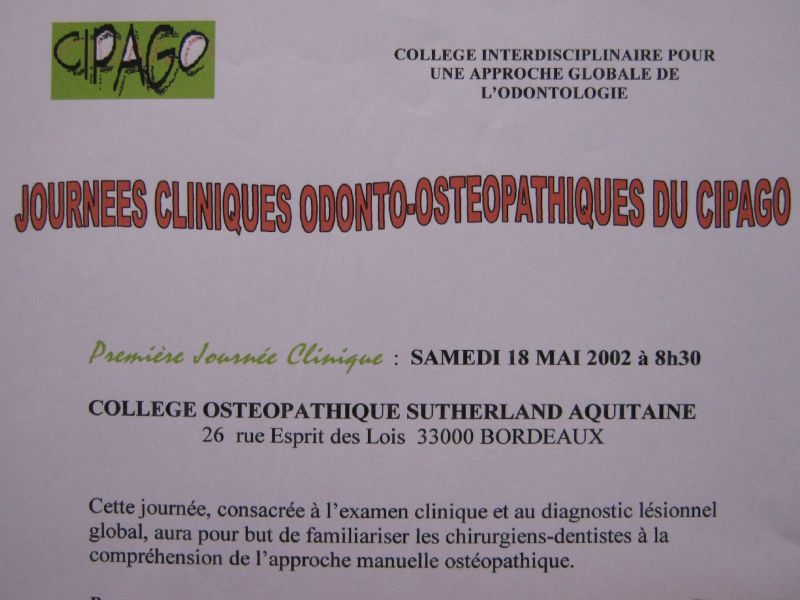 2002 – Journée clinique Odonto-ostéopathique